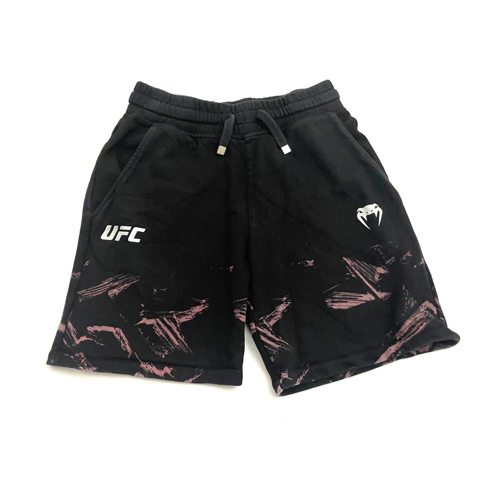 UFC Venum Sweat Shorts Medium Black Cotton MMA Boxing Training 8" Inseam